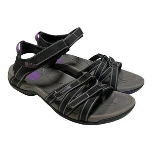 Teva Sport Sandals Women 9 40 Black Purple Tirra Strappy Hiking Outdoors Vegan